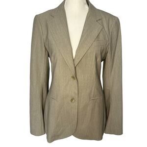Theory Wool‎ Blend Taupe Gray Career Professional Blazer Women's Size 8 Medium